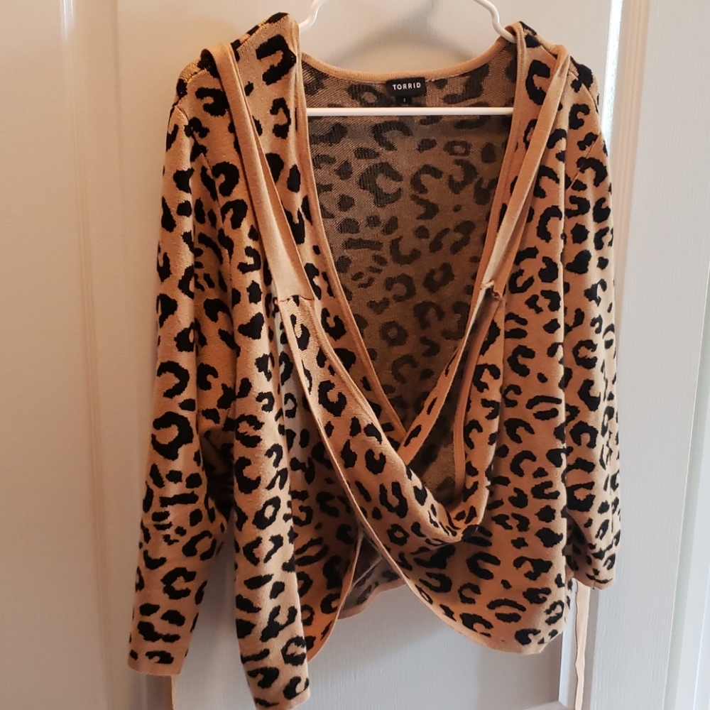 Torrid Cheetah Print Crop Wrap Around Sweater